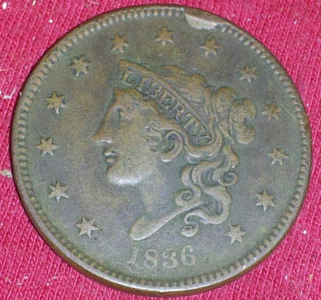 1836-Larrge-Cent-W/-Cud